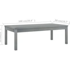 vidaXL Salontafel 100x50x33 cm massief acaciahout grijs