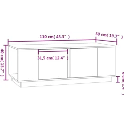 vidaXL Salontafel 110x50x40 cm massief grenenhout zwart