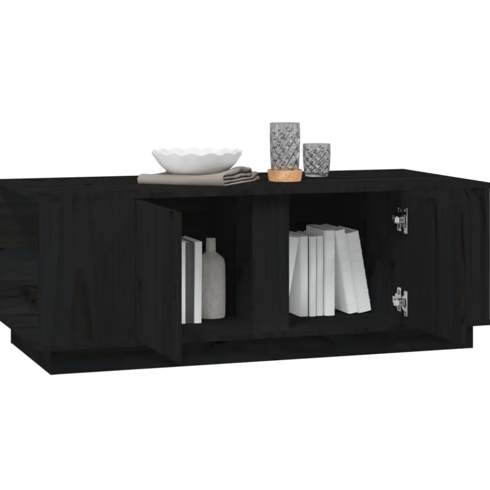 vidaXL Salontafel 110x50x40 cm massief grenenhout zwart