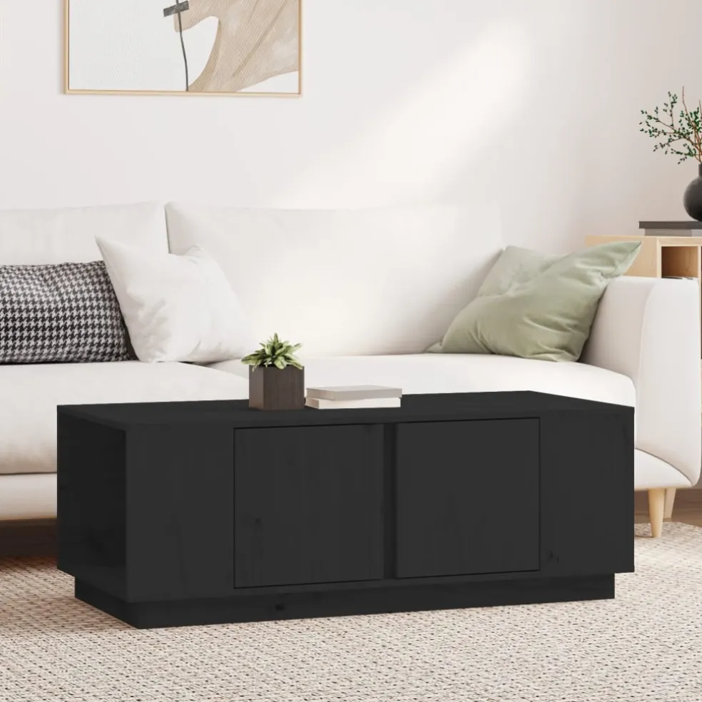 vidaXL Salontafel 110x50x40 cm massief grenenhout zwart