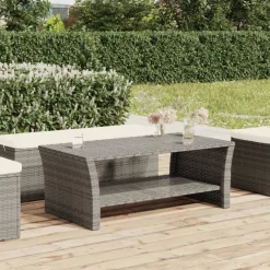 vidaXL Salontafel 100x50x40 cm poly rattan grijs