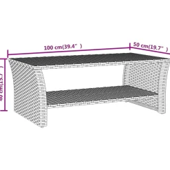 vidaXL Salontafel 100x50x40 cm poly rattan grijs