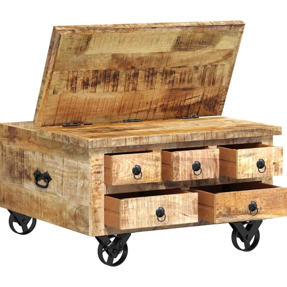 vidaXL Salontafel 70x70x40 cm ruw mangohout
