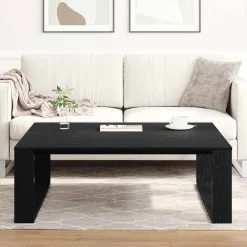 vidaXL Salontafel Zwart Eiken 100 x 100 x 35 cm Bewerkt hout