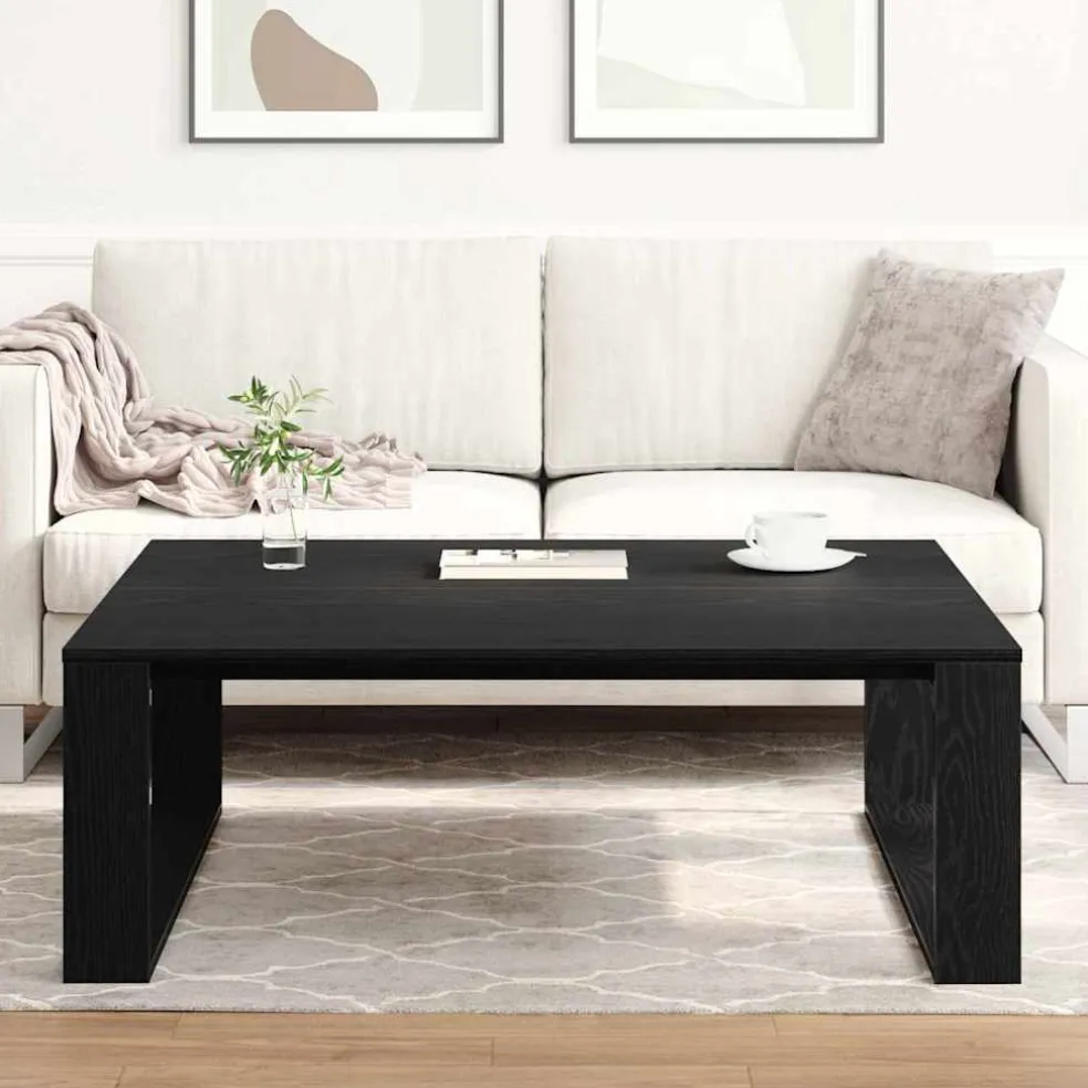 vidaXL Salontafel Zwart Eiken 100 x 100 x 35 cm Bewerkt hout