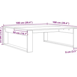 vidaXL Salontafel Zwart Eiken 100 x 100 x 35 cm Bewerkt hout