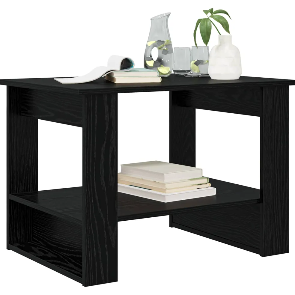 vidaXL Salontafel Zwart Eiken 72 x 50 x 50 cm Bewerkt hout