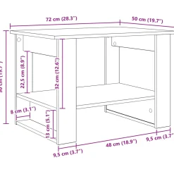 vidaXL Salontafel Zwart Eiken 72 x 50 x 50 cm Bewerkt hout
