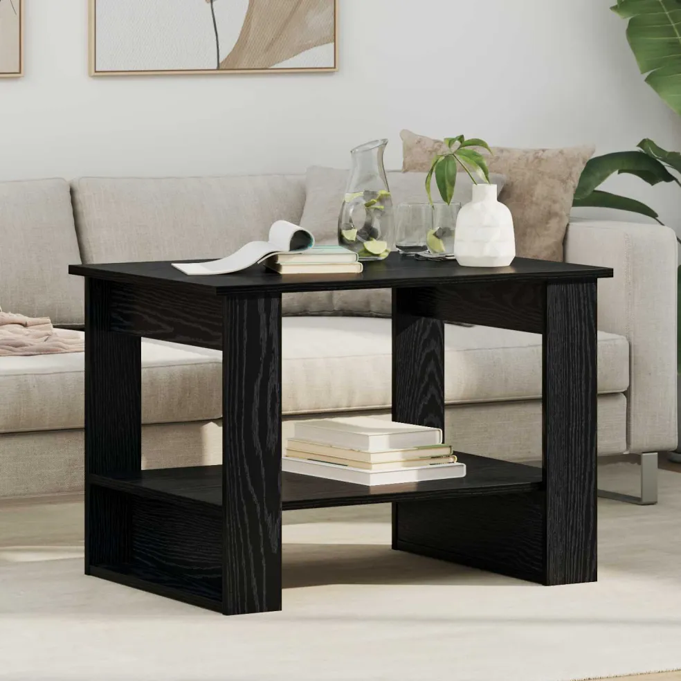 vidaXL Salontafel Zwart Eiken 72 x 50 x 50 cm Bewerkt hout