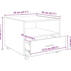 vidaXL Salontafel Zwart Eiken 55 x 55 x 45cm Bewerkt hout