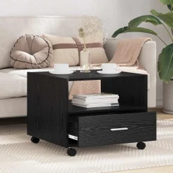 vidaXL Salontafel Zwart Eiken 55 x 55 x 45cm Bewerkt hout