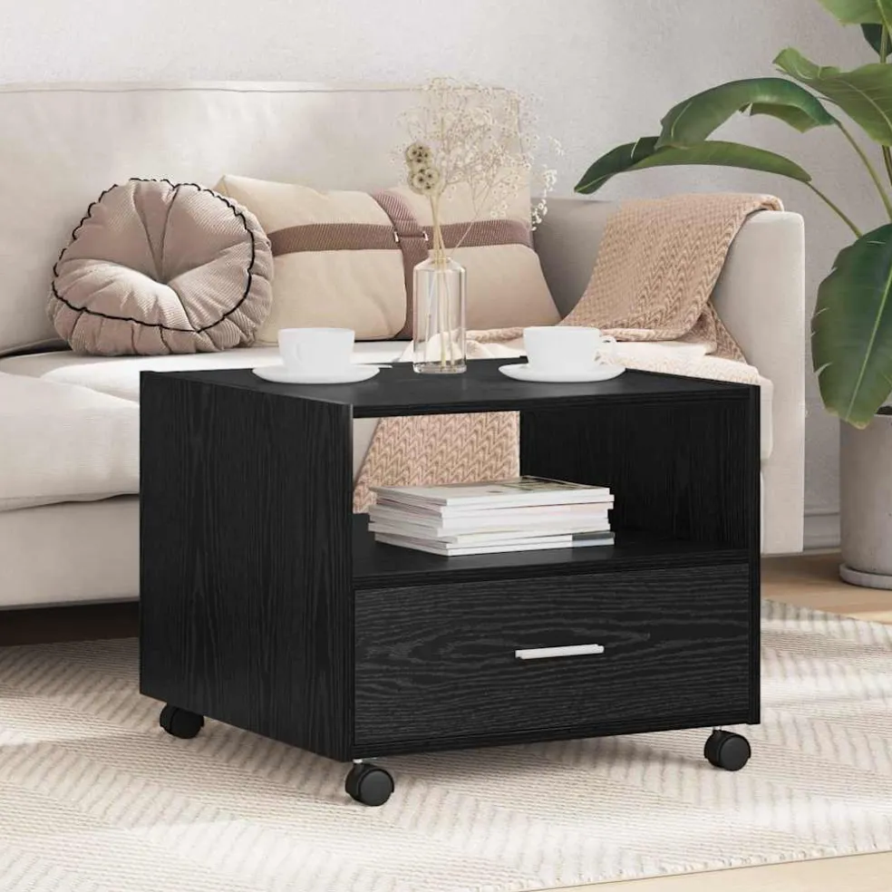 vidaXL Salontafel Zwart Eiken 55 x 55 x 45cm Bewerkt hout
