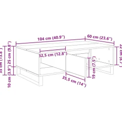 vidaXL Salontafel Zwart Eiken 104 x 60 x 35 cm Bewerkt hout