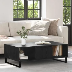 vidaXL Salontafel Zwart Eiken 104 x 60 x 35 cm Bewerkt hout
