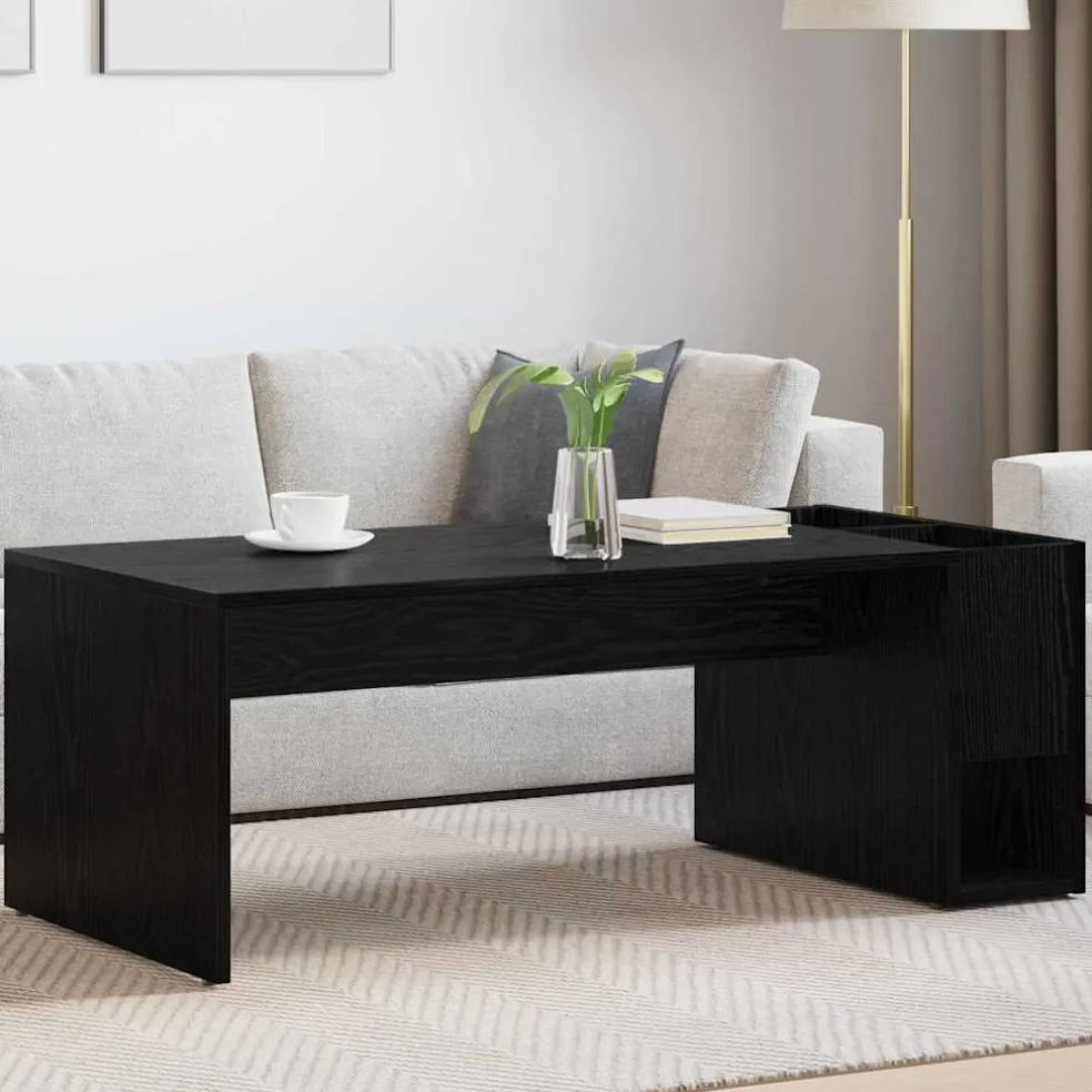 vidaXL Salontafel Zwart Eiken 101,5 x 50 x 37 cm Bewerkt hout