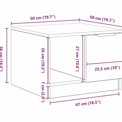 vidaXL Salontafel Zwart Eiken 50 x 50 x 36 cm Bewerkt hout