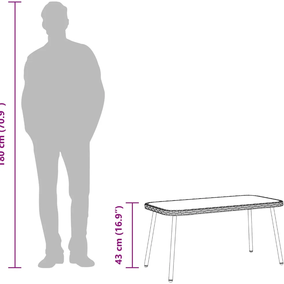 vidaXL Salontafel Zwart 90 x 45 x 43 cm poly rattan
