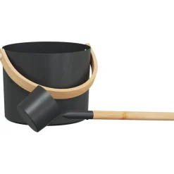 vidaXL Sauna Accessoire Set 2 st Zwart Aluminium en Massief Grenenhout
