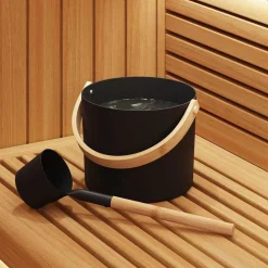 vidaXL Sauna Accessoire Set 2 st Zwart Aluminium en Massief Grenenhout