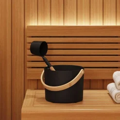 vidaXL Sauna Accessoire Set 2 st Zwart Aluminium en Massief Grenenhout