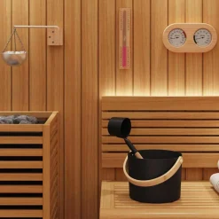 vidaXL Sauna Accessoire Set 5 st Zwart Aluminium en Massief Grenenhout