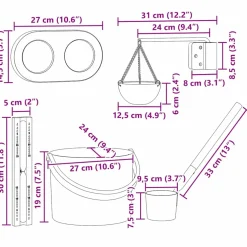 vidaXL Sauna Accessoire Set 5 st Zwart Aluminium en Massief Grenenhout