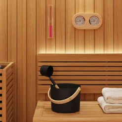 vidaXL Sauna Accessoire Set 4 st Zwart Aluminium en Massief Grenenhout