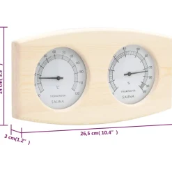 vidaXL Saunaset 2-in1 hygrothermograaf en zandloper massief grenenhout