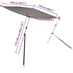 vidaXL Schaduwdoek T-top 170x170x(115-183) cm antracietgrijs