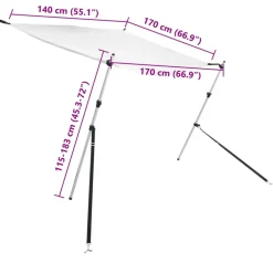 vidaXL Schaduwdoek T-top 170x170x(115-183) cm wit