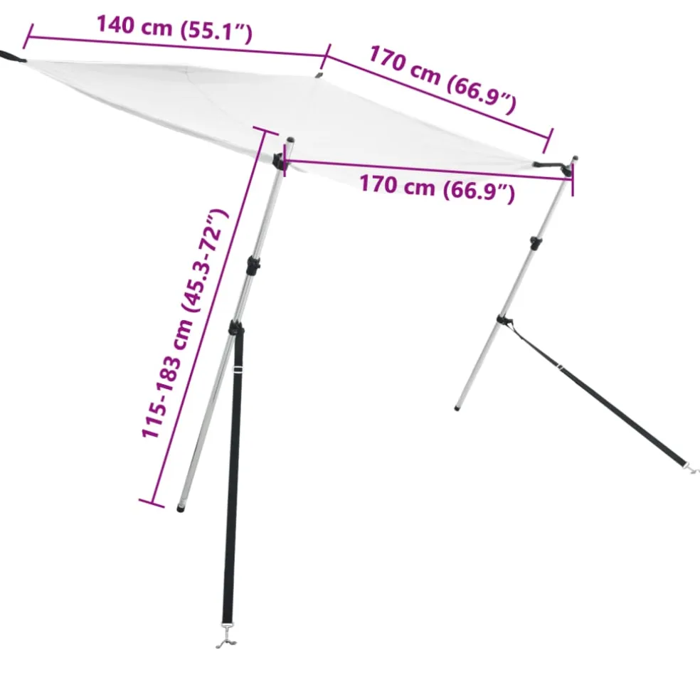 vidaXL Schaduwdoek T-top 170x170x(115-183) cm wit