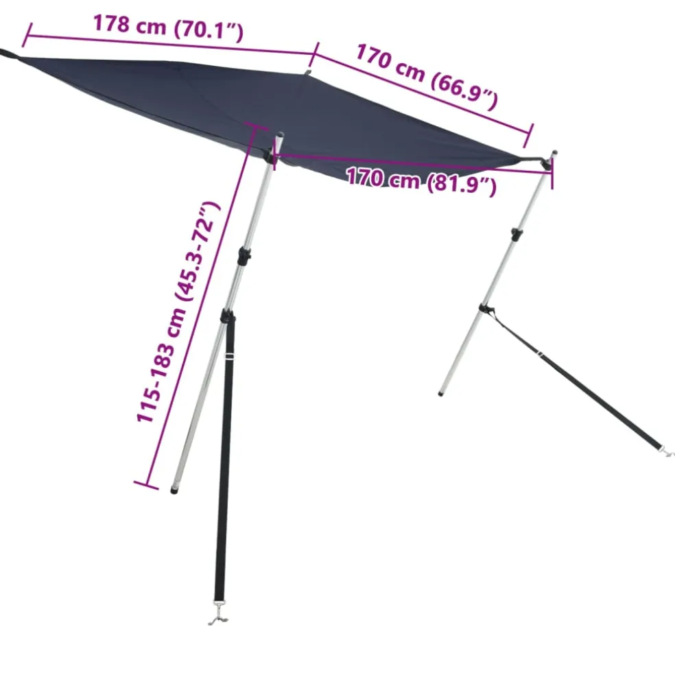 vidaXL Schaduwdoek T-top 170x208x(115-183) cm marineblauw