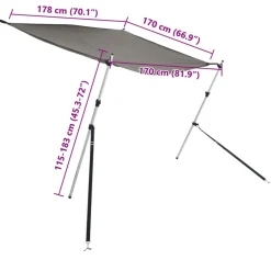 vidaXL Schaduwdoek T-top 170x208x(115-183) cm antracietkleurig