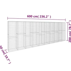 vidaXL Schanskorfmuur met deksel 600x50x200 cm gegalvaniseerd staal