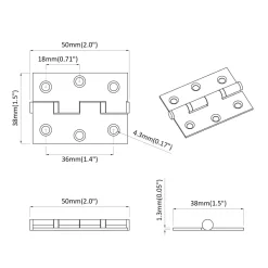 vidaXL Scharnier 2 st zilver 50 x 38 x 1,3 mm Staal