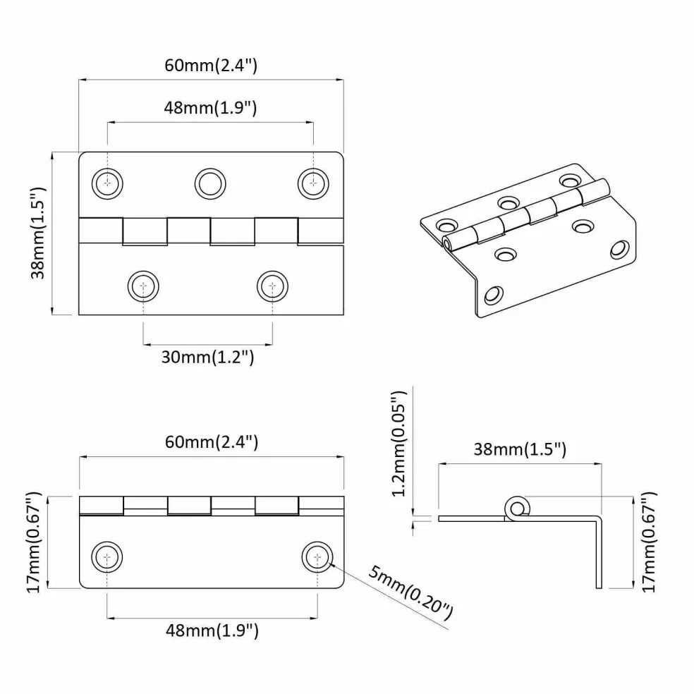 vidaXL Scharnier 537 st Zwart 38 x 17 x 60 mm IJzer