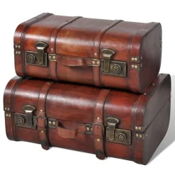 vidaXL Schatkisten 2 st vintage-stijl hout bruin