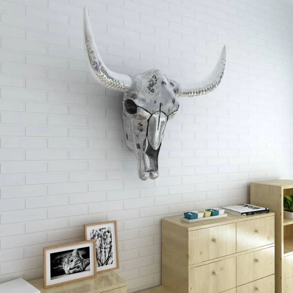 vidaXL Schedel muurdecoratie aluminium zilver