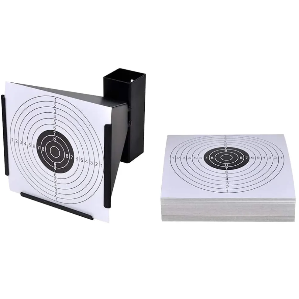 vidaXL Schietkast trechtervormig met 100 papieren targets 14 cm