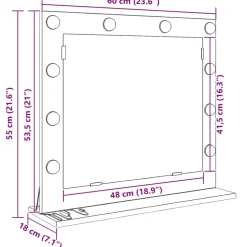 vidaXL Schmink Spiegel Artisan Eiken 60 x 55 x 18 cm Rechthoekig