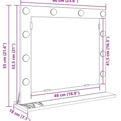 vidaXL Schmink Spiegel Zwart Eiken 60 x 55 x 18 cm Rechthoekig