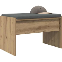 vidaXL Schoenbank met kussen Artisanaal eiken 63 x 38 x 40 cm