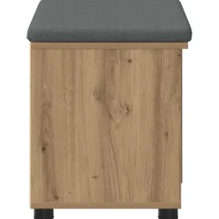 vidaXL Schoenbank met kussen Artisanaal eiken 60 x 38 x 46 cm