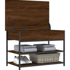 vidaXL Schoenenbankje 70x42,5x50 cm bewerkt hout bruin eikenkleur
