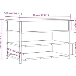 vidaXL Schoenenbankje 70x42,5x50 cm bewerkt hout bruin eikenkleur