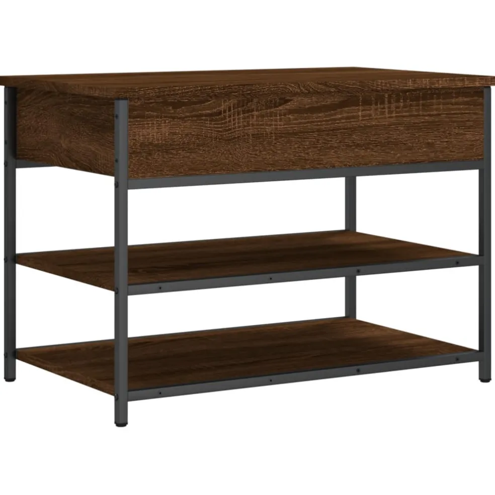 vidaXL Schoenenbankje 70x42,5x50 cm bewerkt hout bruin eikenkleur