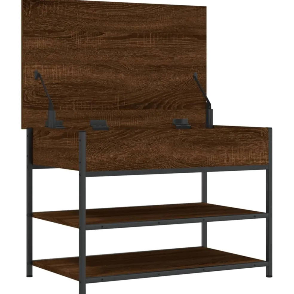 vidaXL Schoenenbankje 70x42,5x50 cm bewerkt hout bruin eikenkleur