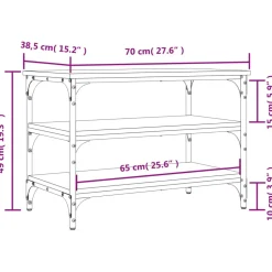 vidaXL Schoenenbankje 70x38,5x49 cm bewerkt hout zwart