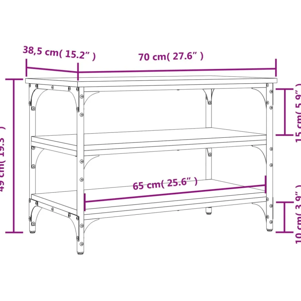 vidaXL Schoenenbankje 70x38,5x49 cm bewerkt hout zwart