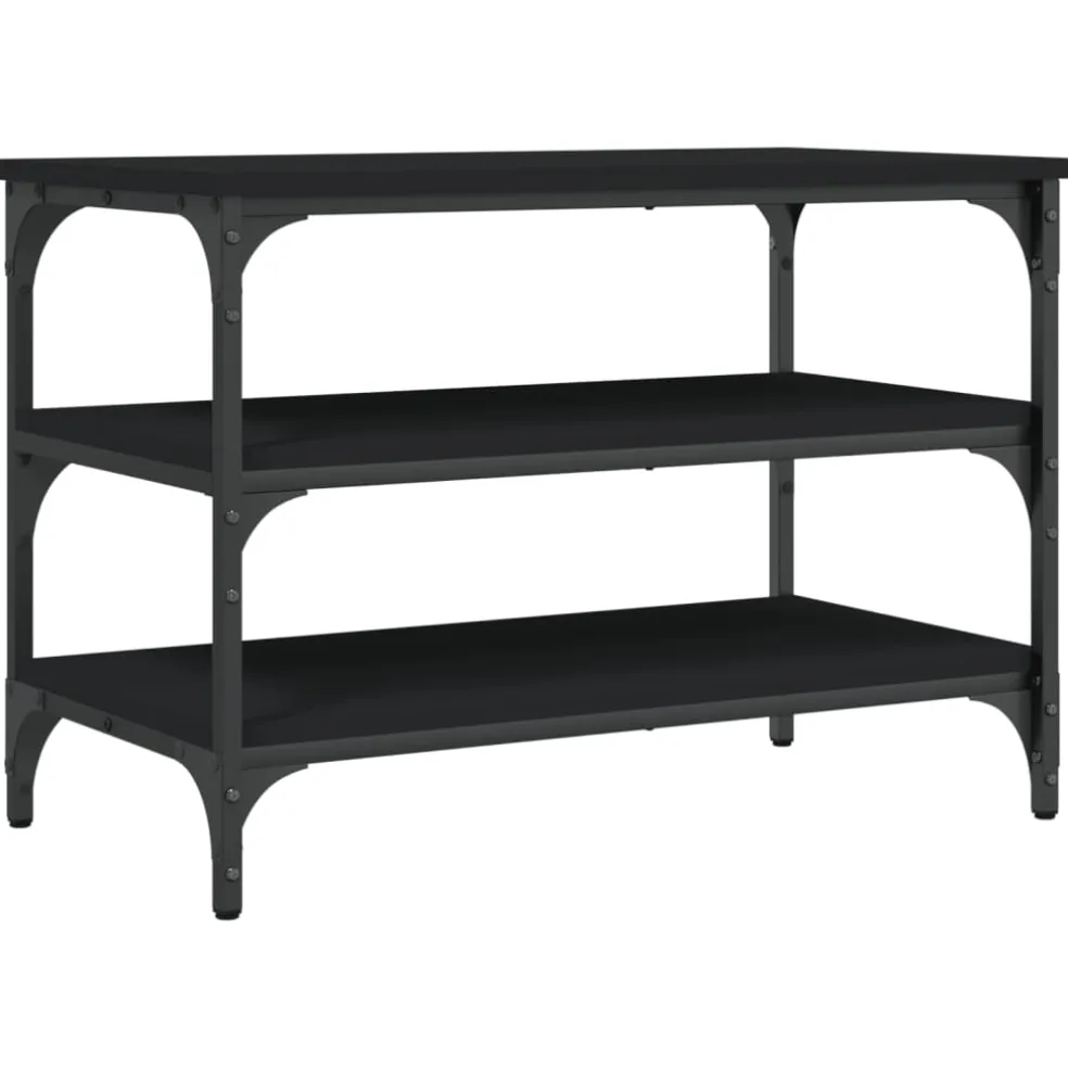 vidaXL Schoenenbankje 70x38,5x49 cm bewerkt hout zwart